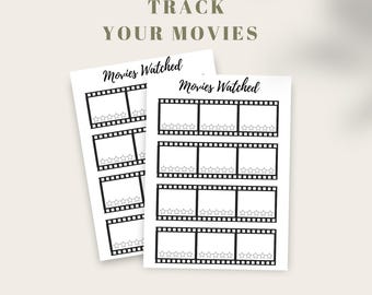 Printable Movie Tracker, Films Log with Rating (Digital Download)