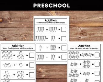 Preschool Addition Worksheet, Math Activity Book (PDF)