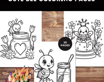 Kawaii Bee Coloring Pages: Bold, Easy Designs (PDF)