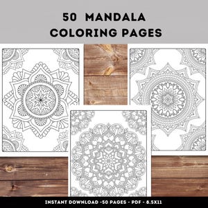 50 Mandala da colorare – Arte Zen stampabile per adulti e adolescenti – PDF di terapia artistica rilassante stampabile – Sollievo dallo stress per adulti e adolescenti