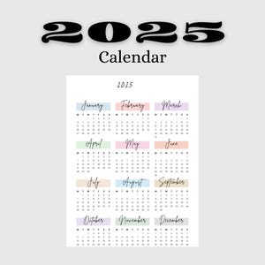 2025 Yearly Calendar: Minimalist Printable (PDF Download)