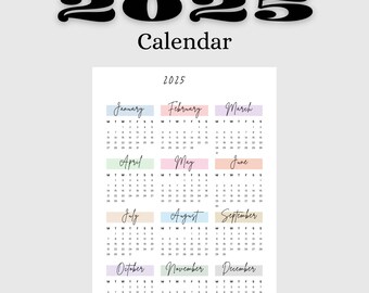 2025 Yearly Calendar: Minimalist Printable (PDF Download)