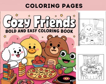 Cozy Friends Coloring Book: Bold & Easy Pages for Kids (Digital PDF)