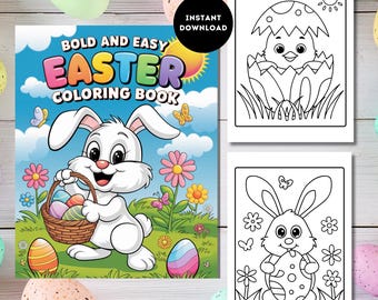 Kawaii Easter Bunnies Coloring Pages: 32 Easy Designs (Digital)