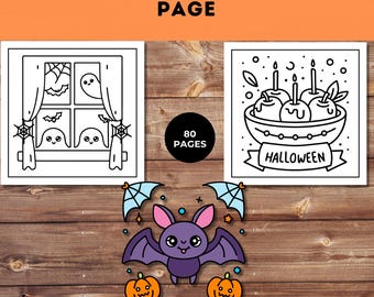 Cozy Halloween Coloring Book – 80 Kawaii Designs (Digital Download)
