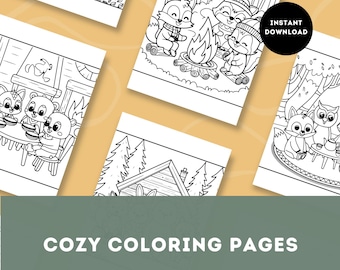 Cozy Woodland Animal Coloring Pages for Kids, Adults (PDF)