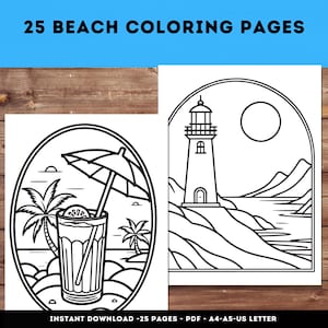 Beach Coloring Pages for Kids: Summer Fun, 25 Printable Sheets (PDF)
