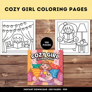 Cozy Girl Coloring Pages for Kids and Teens – Cute Cozy Aesthetic Coloring Book – Printable PDF for Relaxation & Fun