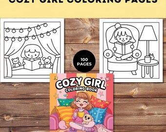 Cozy Girl Malbuch - 100 Seiten, kawaii (Printable PDF)