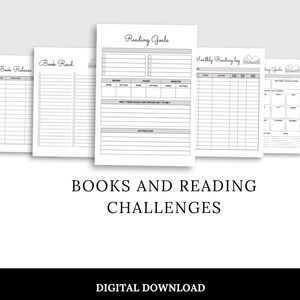 READING JOURNAL BUNDLE,printable reading challenge,Book review log book,Monthly Reading,Book Reading planner bundle printable