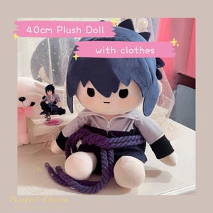 Uchiha Sasuke Team Taka Q Version Plush Doll - 40cm Fluffy Cotton Stuffed Anime Collectible | Hawk Squad Outfit Chibi Taka Figure