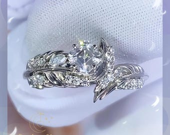 Sylus Soul Feather Love&Deepspace Engagement Ring 1:1 Replica |925S Silver Moissanite D color/Natural Rubellite VVS1 clarity 3EX cut