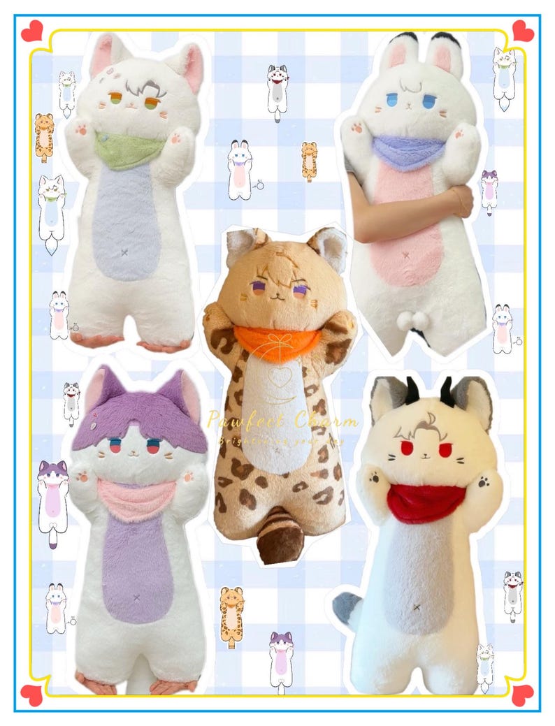 Love&Deepspace geïnspireerd pluche kussen van 80 cm met sjaal, in de stijl van een vriendje. Kawaii gaming merchandise, woondecoratie. Met Xavier, Zayne, Rafayel, Sylus en Caleb. afbeelding 13