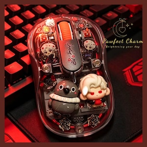 Souris sans fil en résine Sylus Chibi | Amour et espace lointain Bluetooth RVB | Silencieux rechargeable | Double récepteur USB-C | Jeu LED