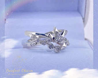 Caleb Homeward Crane Love&Deepspace Engagement Ring 1:1 Replica |925S Silver Moissanite D color VVS1 clarity with a 3EX cut|Ethical Jewelry