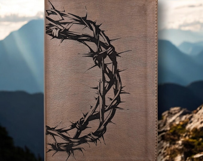 Personalized Crown of Thorns NLT Thinline Reference Bible | Custom Name Engraved New Living Translation | Gift for Study and Baptism