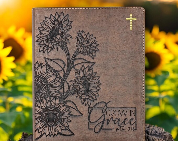 Personalized Sunflower Bible | Personalized NIV Journal Bible | Laser Engraved NIV Bible | Gift Bible | Study Bible | Baptism Gift