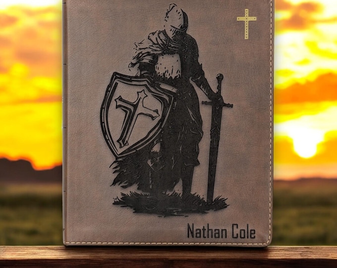 Armor of God Knight Personalized NIV Journal Bible | Custom Laser Engraved Study Bible for Devotion and Reflection