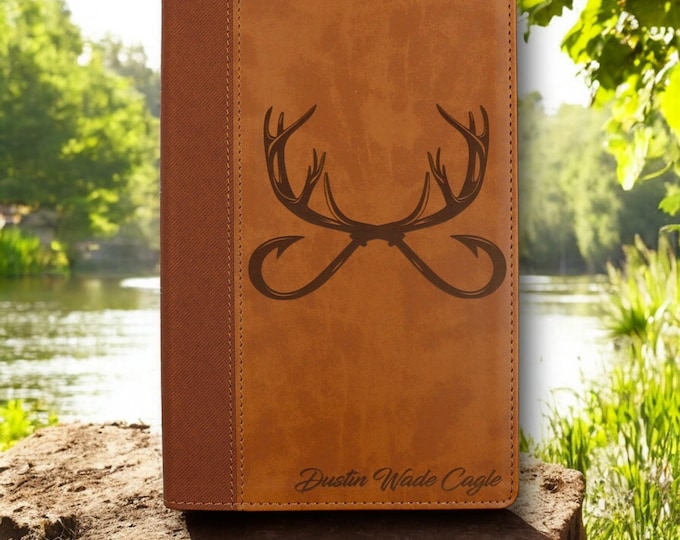Personalized Large Print NIV Engraved Deer Antler Brown Bible |  Custom Name Laser Engraved Bible | Deer Hunter Engraved Christian Gift