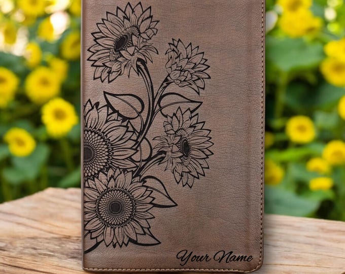 Personalized Sunflower Bible | Custom Engraved NLT Thinline Reference Bible for Her | New Living Translation | Gift for Study and Baptism