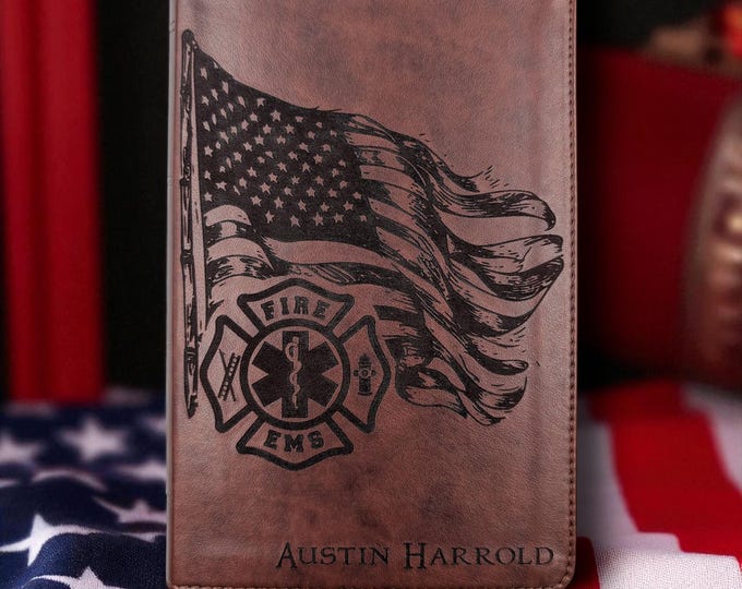 Personalized ESV Large Print Bible | EMS Firefighter & Isaiah 6:8 Engraving | First Responder Gift for Graduation, Retirement, or Service