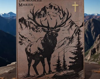 Personalized NIV Journal Bible: Engraved Elk and Custom Name, Lined Wide Margins