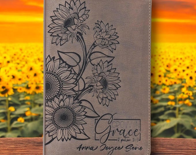 Personalized Sunflower Custom Engraved NLT Thinline Reference Bible for Her | New Living Translation | Gift for Study and Baptism