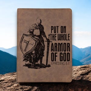 Biblia KJV personalizada grabada con láser de Armor of God / Regalo para tomar notas y llevar un diario con amplio margen para bautismo y estudio
