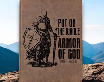 Personalized KJV Bible: Engraved Armor of God, Wide Margins, Brown Leatherlike