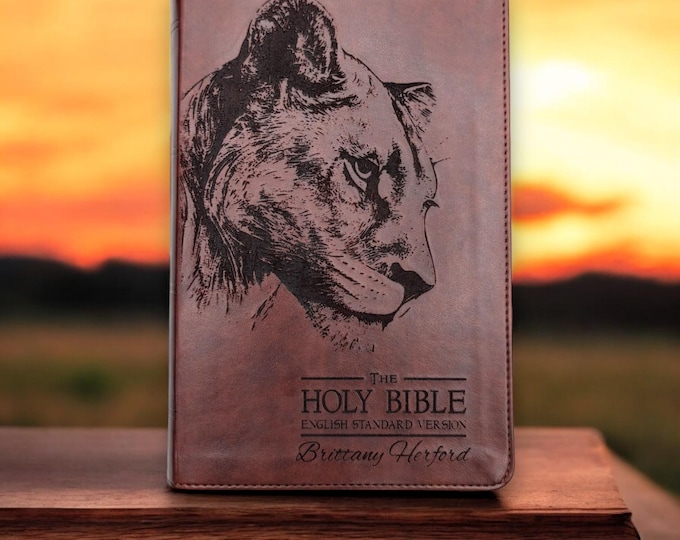 Personalized Lioness ESV Bible | Laser Engraved Bible | ESV Large Print Bible | Custom Engraved Bible | Personalized Christian Gift