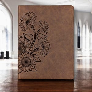Personalized KJV Bible for Women: Engraved Sunflower Design, Wide Margin, Brown Leatherlike