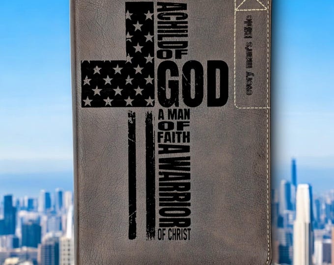 Personalized Warrior of God Engraved Every Man's Bible NLT Deluxe Edition | Laser Engraved Study Bible for Men | Unique Baptism Gift