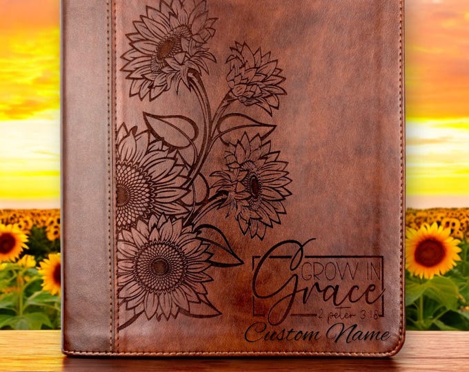 Personalized ESV Sunflower Bible | Laser Engraved ESV Journal and Notetaking Bible | Baptism Gift for Women | Christian Gift