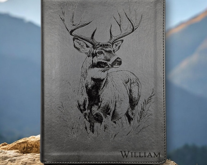 Personalized CSB He Reads Truth Bible with Buck Design | Deer Engraving Gray Bible for Him | Wide Margins | Christian Gift for Hunters
