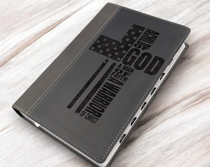 Personalized Warrior of God Large Print NIV Bible Thumb Index | Cross Engraved Bible | Custom Name Black Gray Bible | Laser Engraved Bible