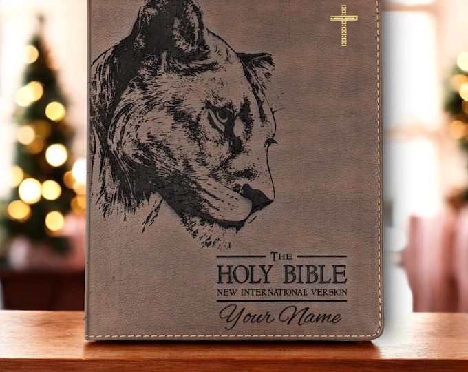 Personalized Lioness NIV Journal Bible | Custom Journal Bible | Laser Engraved Bible | Baptism Gift | Bible for Women | Journal Study Bible