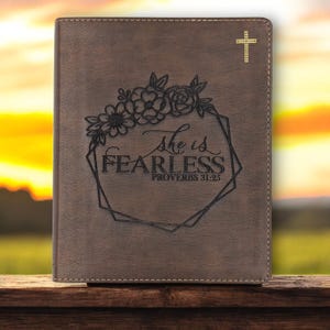 Personalized NIV Journal Bible for Women: She is Fearless Floral Engraved, Lined Wide Margins