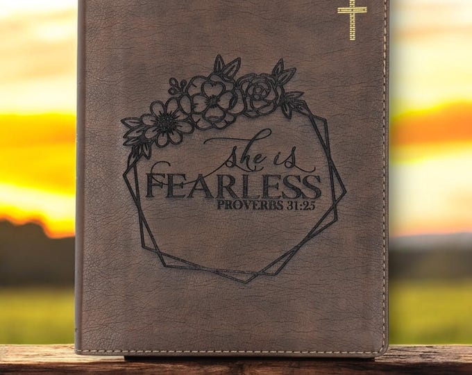 Personalized NIV Journal Bible | She is Fearless Engraved Bible | Custom Journal Bible | Laser Engraved Bible | Gift Bible for Women | Bible