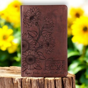 Personalized Sunflower ESV Bible | Custom Laser Engraved Gift for Her | Flower Bible & Baptism Gift