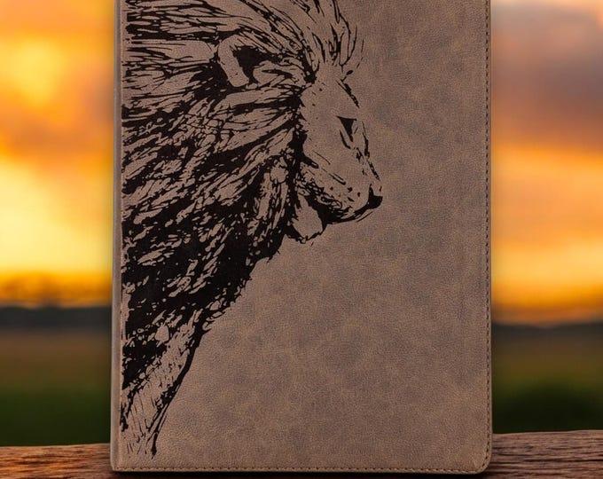Personalized Lion Engraved KJV Bible | Custom Laser Engraved | Wide Margins for Journaling and Notetaking | Baptism Gift and Study Bible