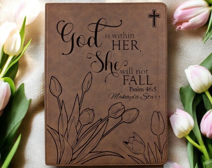 Personalized Tulip KJV Bible | Custom Engraved Flower Bible | Wide Margins for Journaling | Christian Keepsake and Baptism Gift for Her