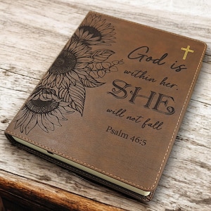 Personalized NIV Journal Bible with Sunflower Engraving | Lined Wide Margins for Journaling | Custom Name Engraved | Study Bible for Women