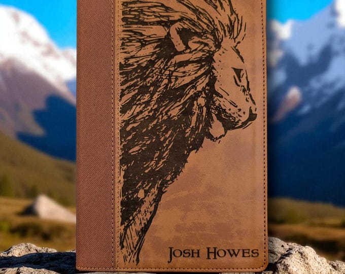 Personalized Lion Large Print NIV Brown Bible | Custom Name Engraved Baptism Gift | New International Version |  Personalized Christian Gift
