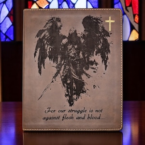 Personalized NIV Journal Bible with Michael the Archangel | Custom Name Engraved Study Bible | Baptism Gift | Christian Personalized Gift