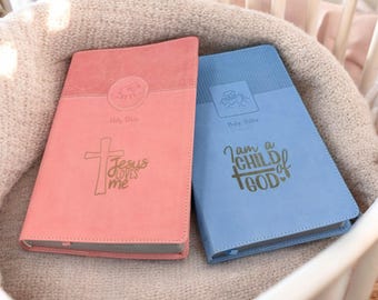 Personalized NIV Baby Bible: Pink or Blue, First Bible for Newborns with  Illustrations