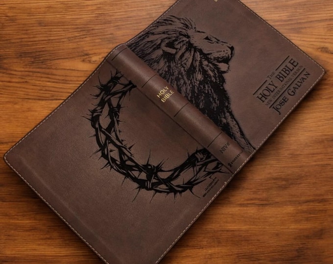 Personalized NIV Journal Bible | Lion and Crown Engraved Bible | Custom Journal Bible | Custom Engraved Bible | Personalized Baptism Gift
