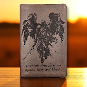Personalized NLT Thinline Reference Bible: Engraved Michael the Archangel, Rustic Brown Leatherlike