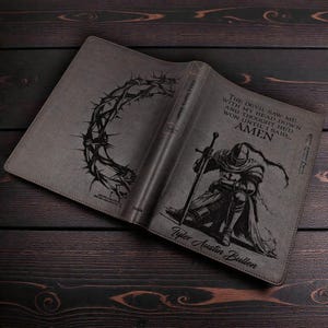 Personalized Every Man's Large Print NLT Bible: Engraved Warrior & Crown, Brown, Thumb Index