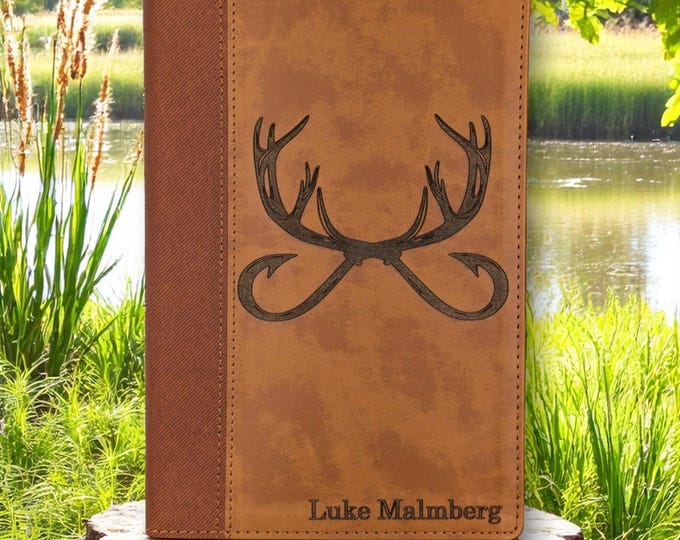 Personalized Large Print NIV Engraved Deer Antler Brown Bible |  Custom Name Laser Engraved Bible | Deer Hunter Engraved Christian Gift