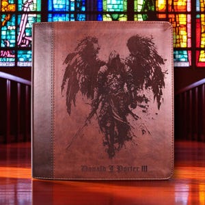 Personalized ESV Journaling Bible | Michael the Archangel and Custom Name Engraved | Lined Margins for Notetaking | Custom Christian Gift